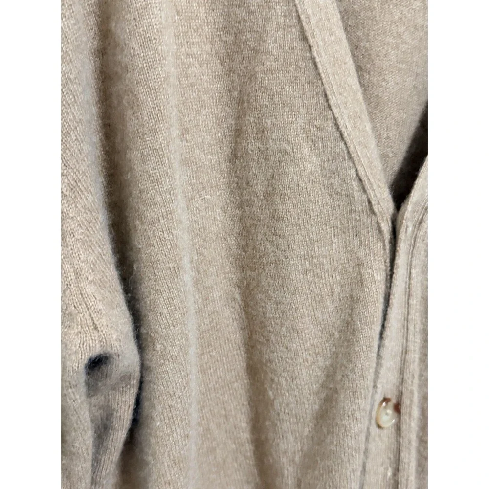 Orvis 100% Cashmere Cardigan Camel Sweater Buttons Pockets XL Womens